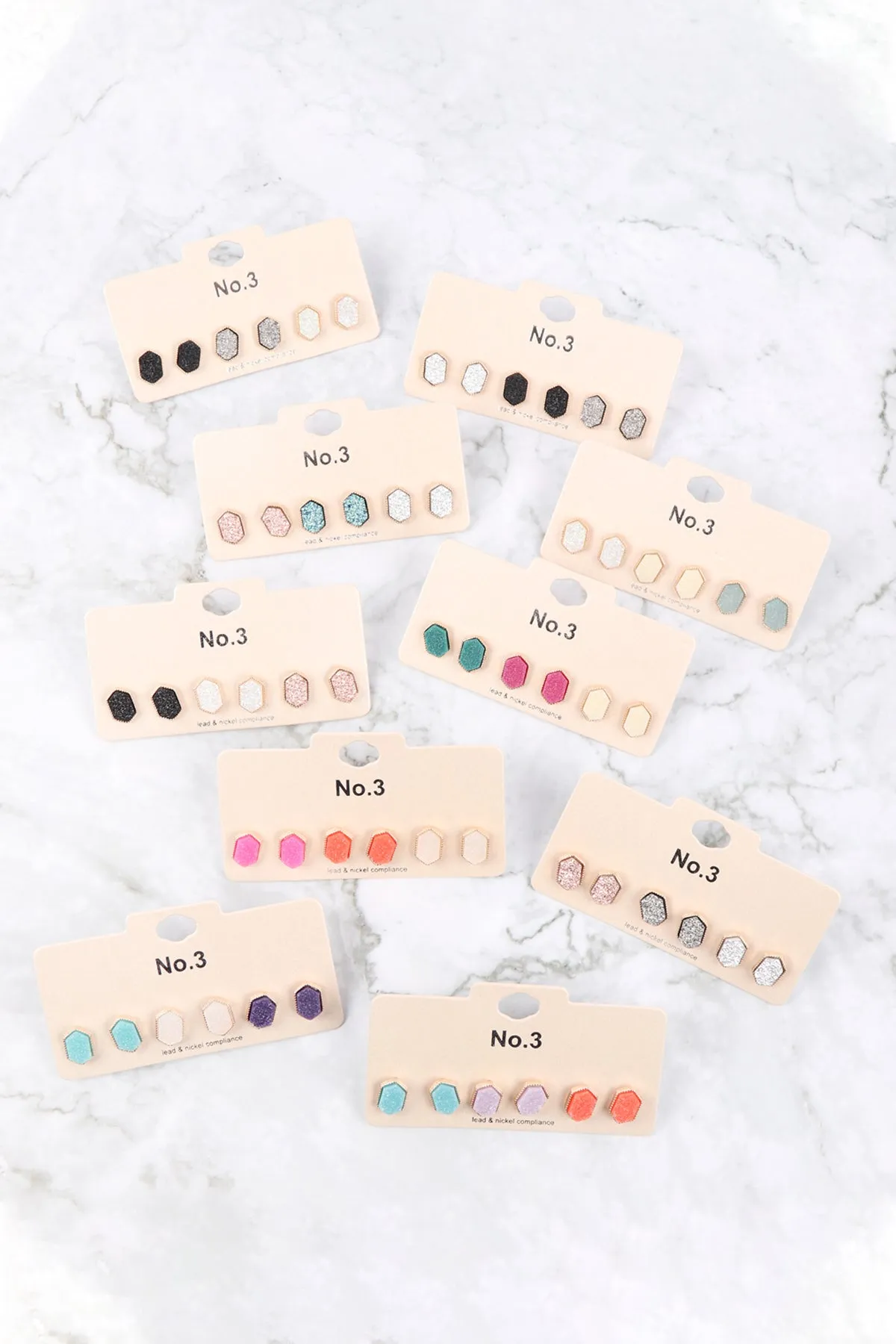 PAIR HEXAGON STUD EARRINGS