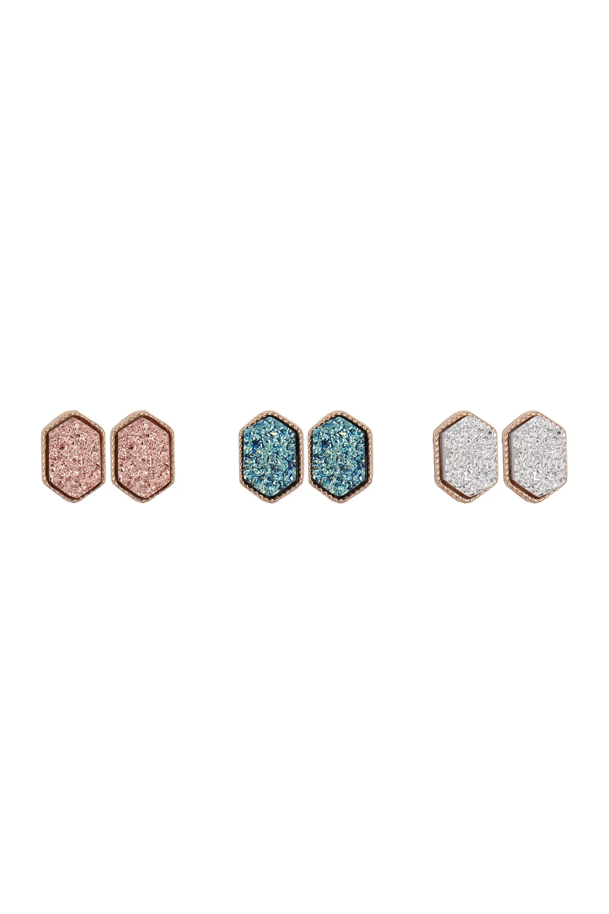 PAIR HEXAGON STUD EARRINGS
