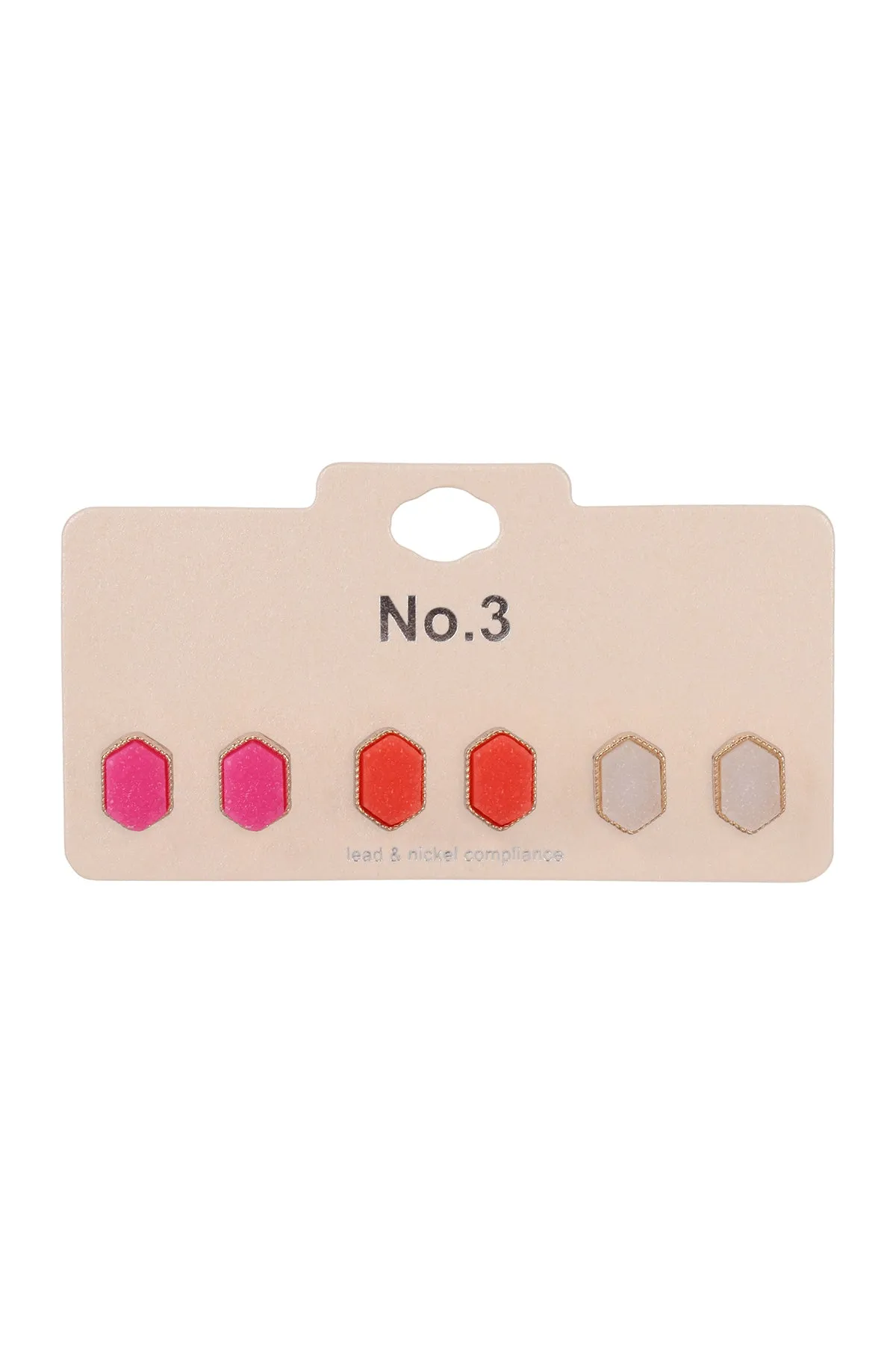 PAIR HEXAGON STUD EARRINGS