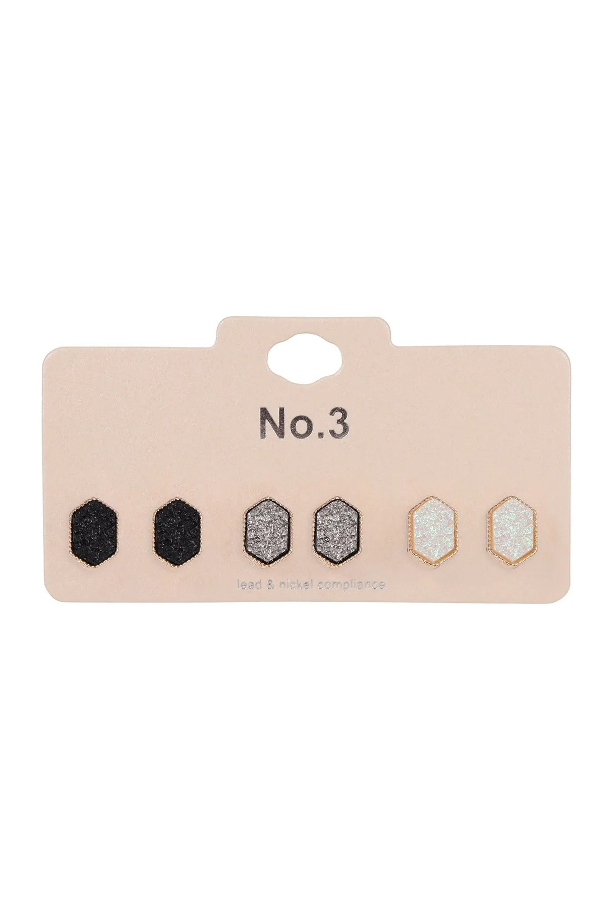 PAIR HEXAGON STUD EARRINGS