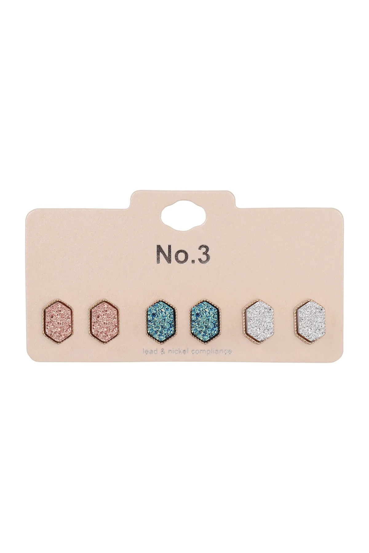 PAIR HEXAGON STUD EARRINGS