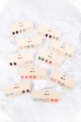 PAIR HEXAGON STUD EARRINGS