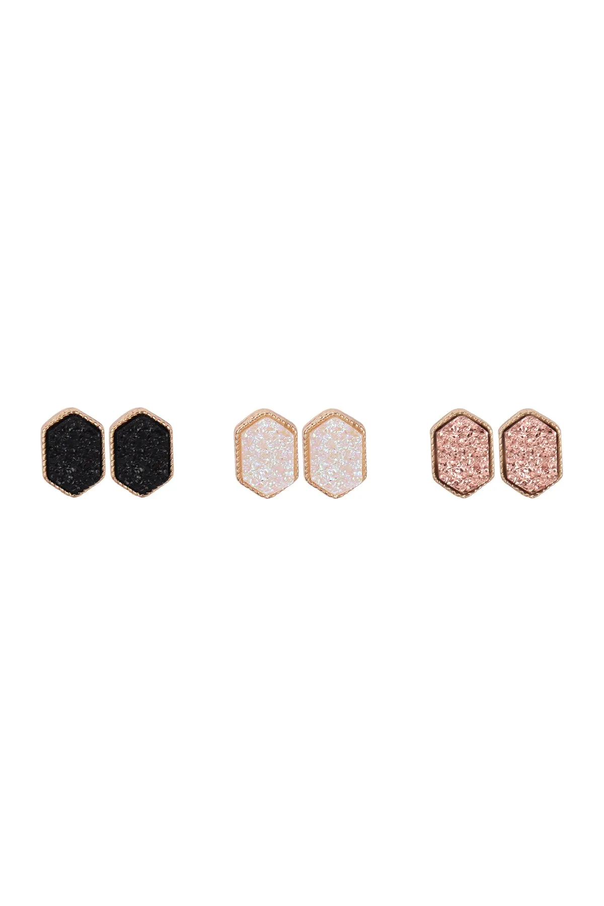 PAIR HEXAGON STUD EARRINGS