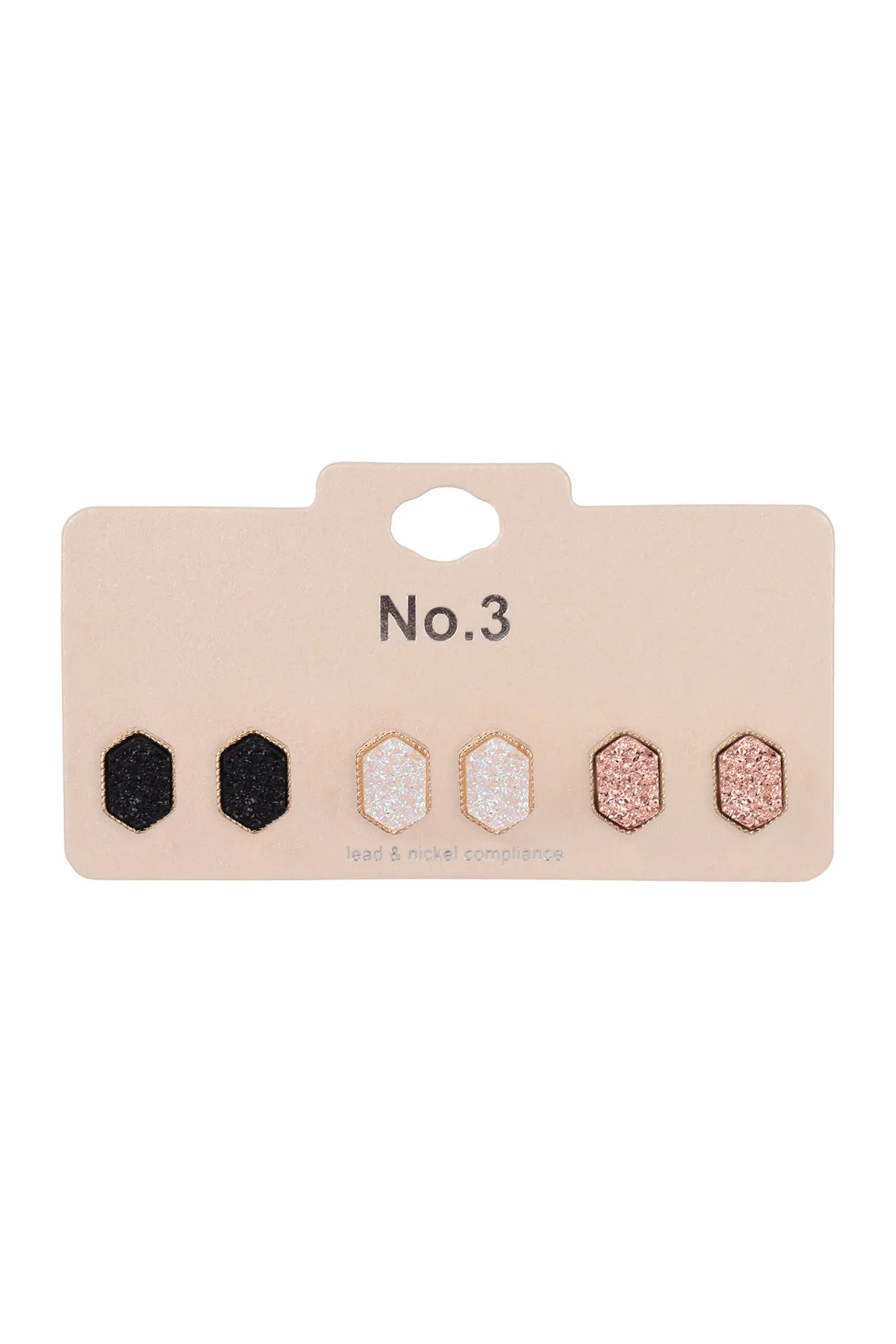 PAIR HEXAGON STUD EARRINGS