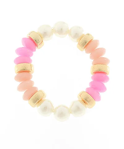 Pearl & Color Rondelle Beads Bracelet
