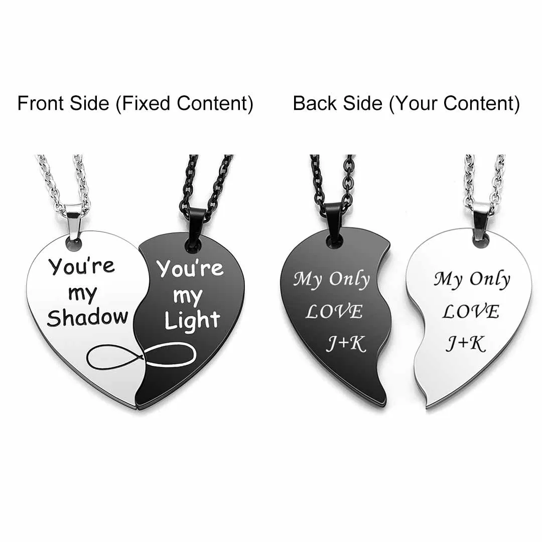 Personalized Matching Heart Puzzle Necklaces | Jovivi