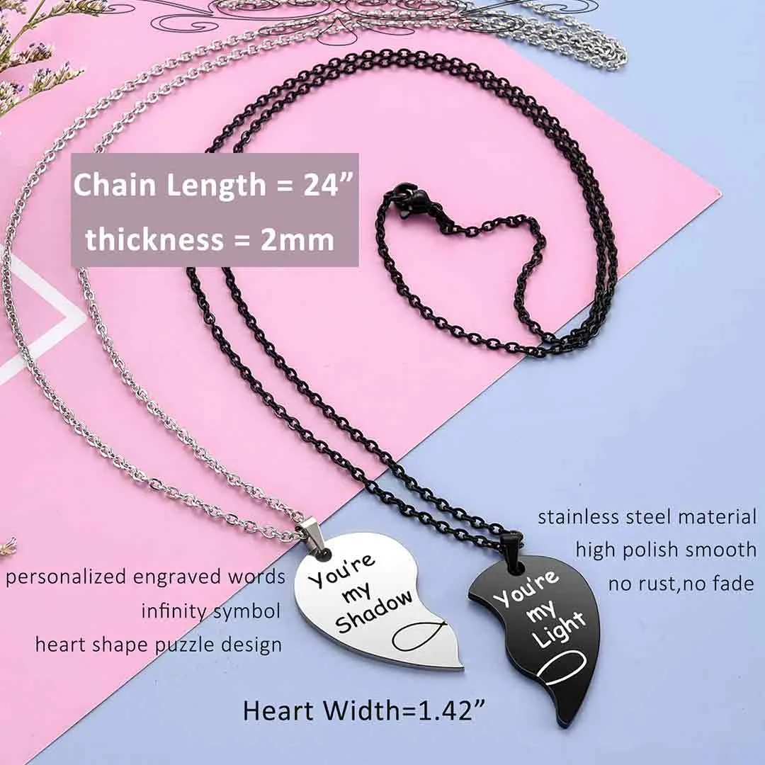 Personalized Matching Heart Puzzle Necklaces | Jovivi