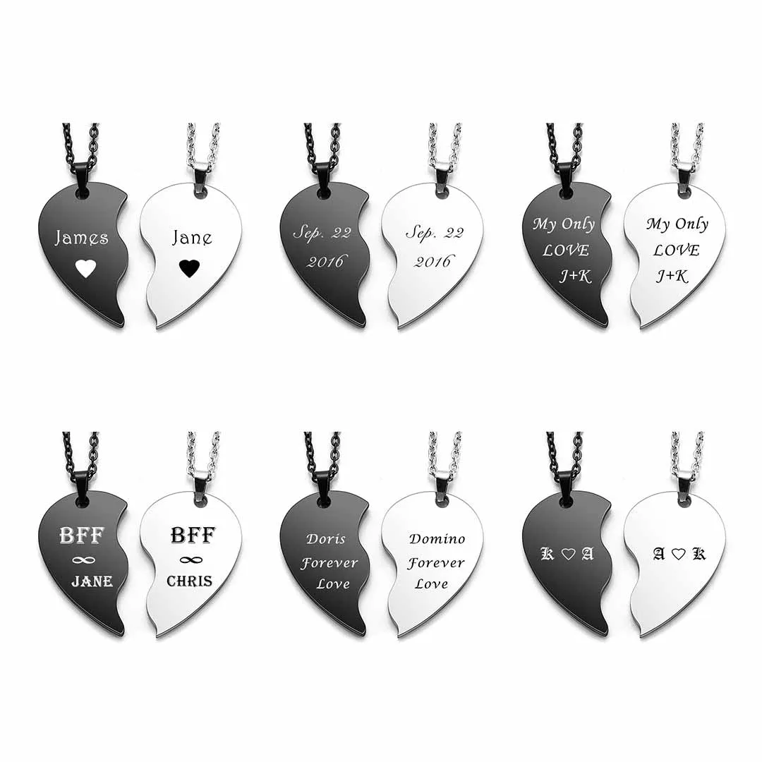 Personalized Matching Heart Puzzle Necklaces | Jovivi