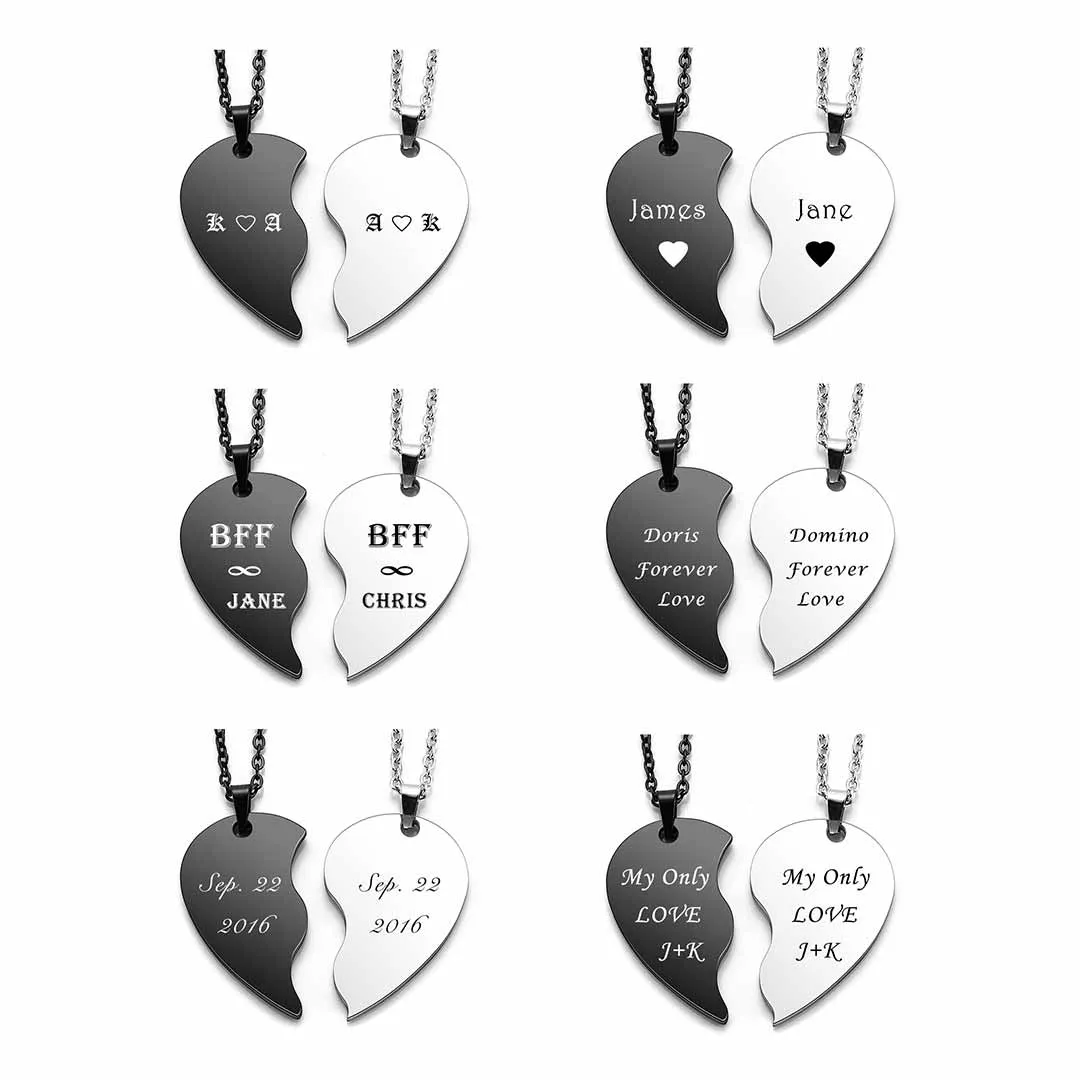 Personalized Matching Heart Puzzle Necklaces | Jovivi