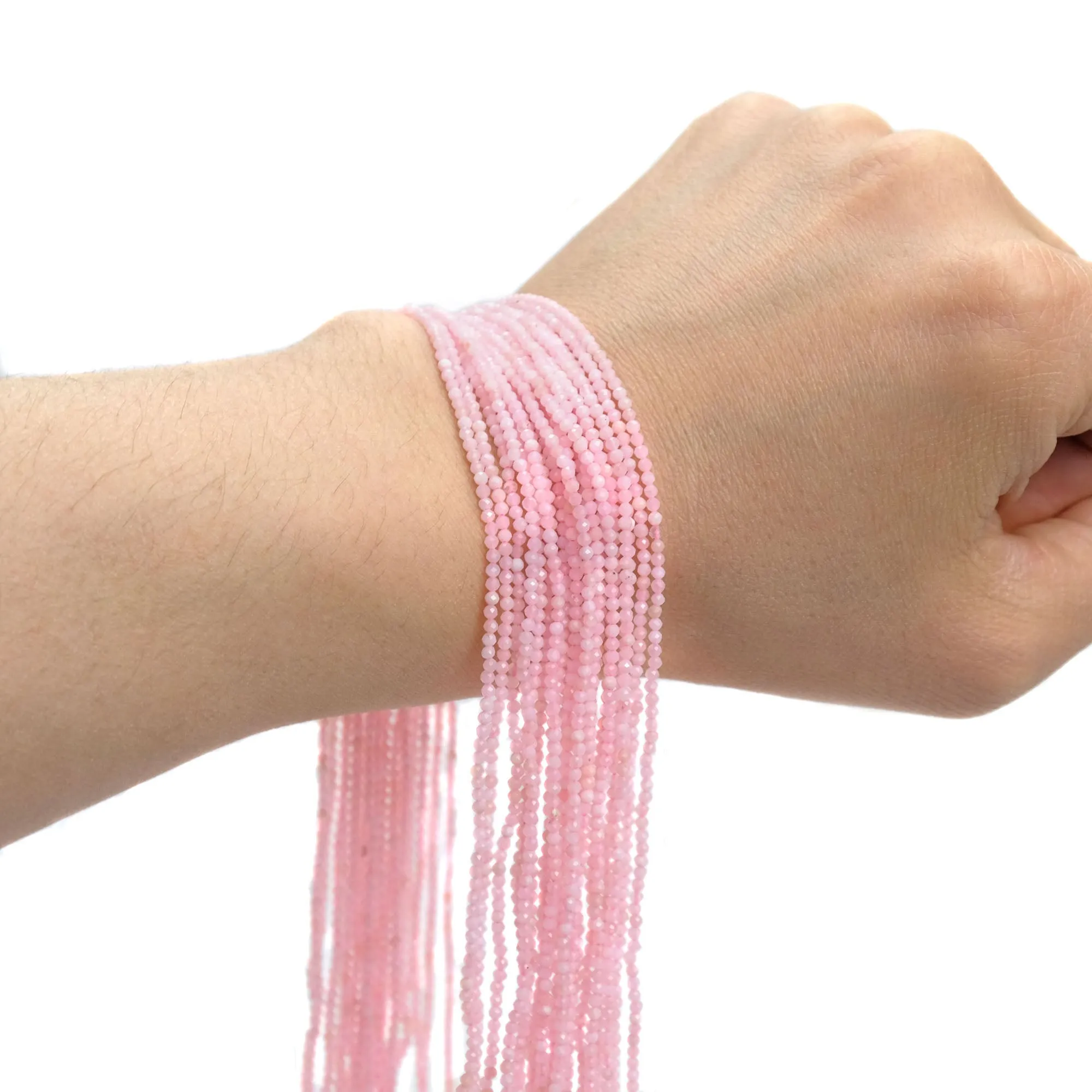 Pink Opal 2mm Faceted Rounds Strand