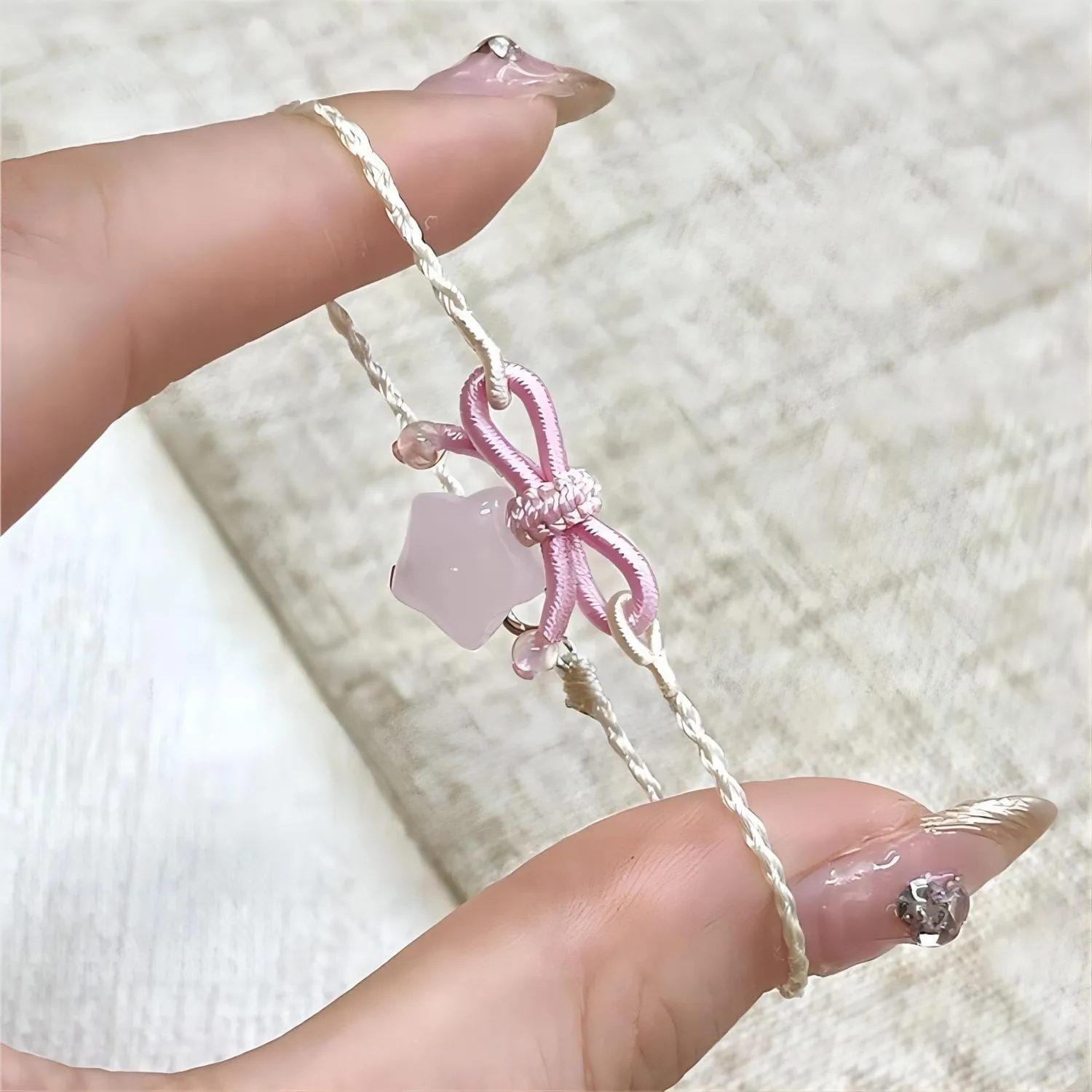 Pink Stone Bowknot Star Bracelet