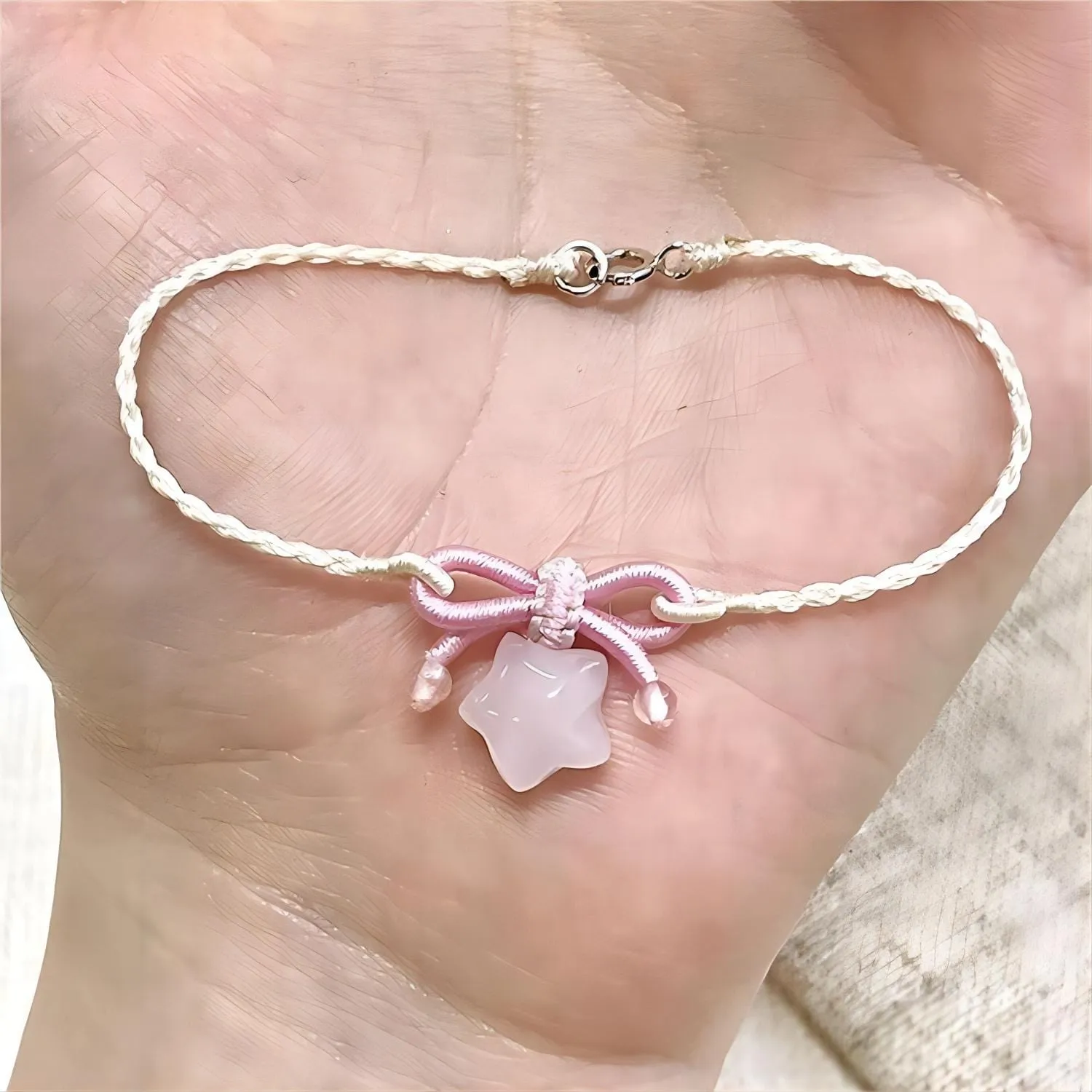 Pink Stone Bowknot Star Bracelet