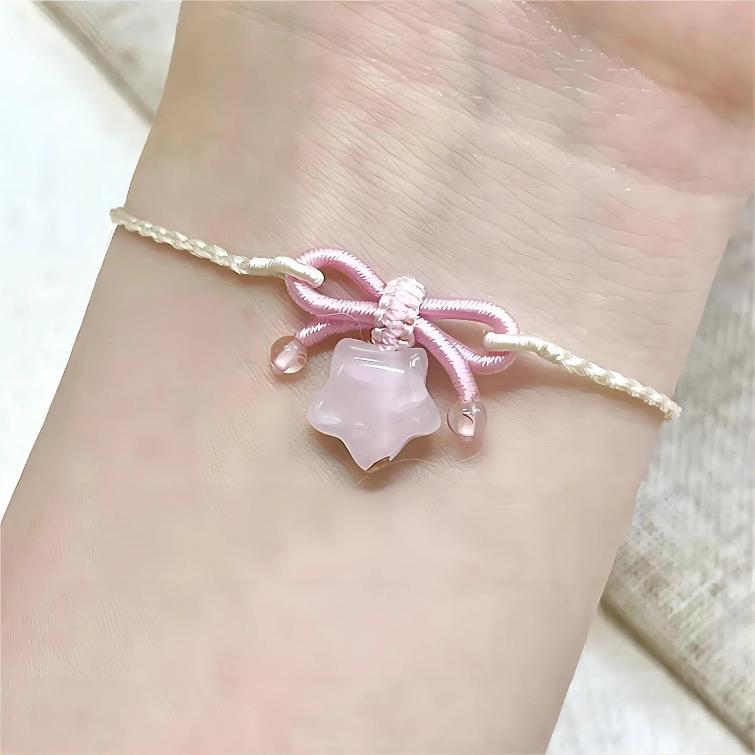 Pink Stone Bowknot Star Bracelet