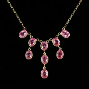 Pink Topaz Gold Necklace 9Ct Gold