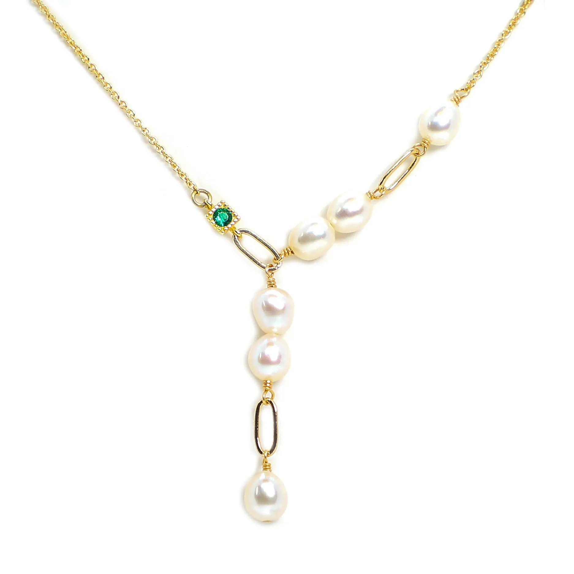 Poetic Pearl Set - Green Chalcedony Bracelet & Necklace