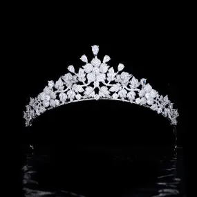 Pretty Flower Wedding Tiara,Crystal Leaves Bride Tiaras for Bride,Prom,Party Head Accessories,Hair Accessories for Women