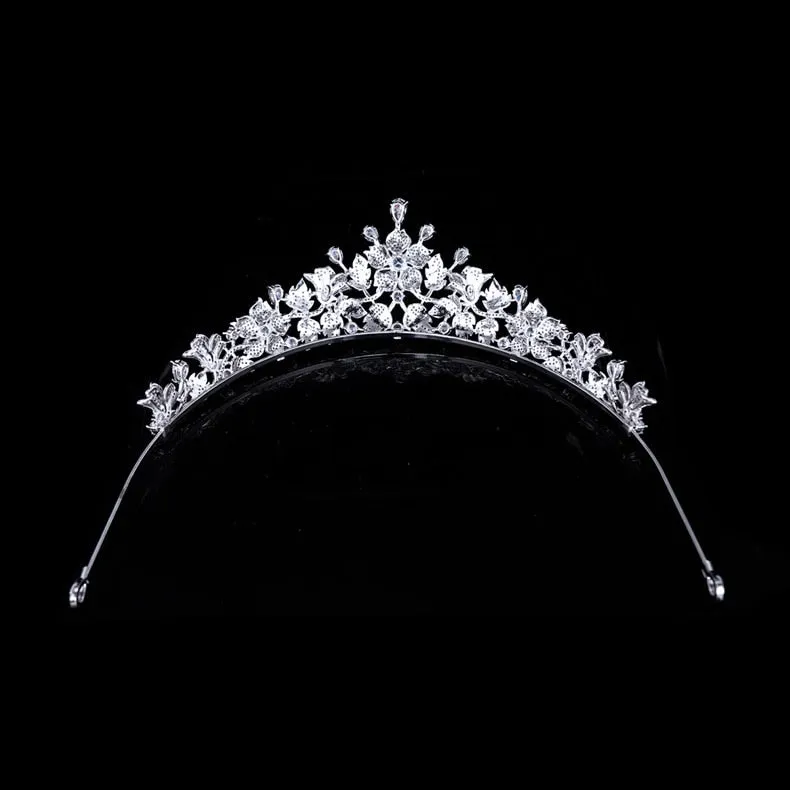 Pretty Flower Wedding Tiara,Crystal Leaves Bride Tiaras for Bride,Prom,Party Head Accessories,Hair Accessories for Women