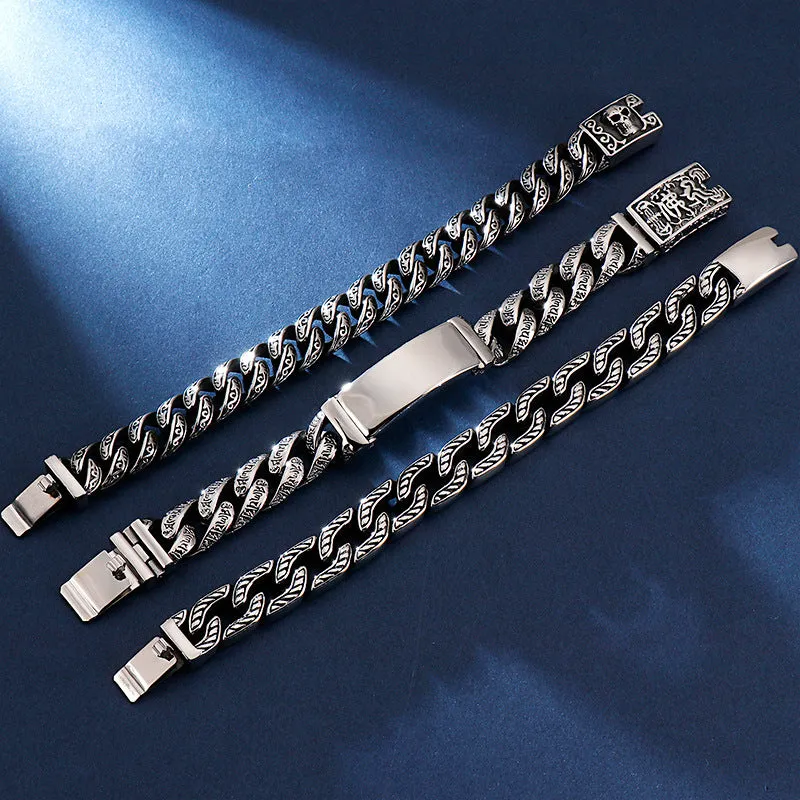 Punk-Inspired Retro Skull Titanium Steel Bracelet for Men - Bold Statement Jewelry
