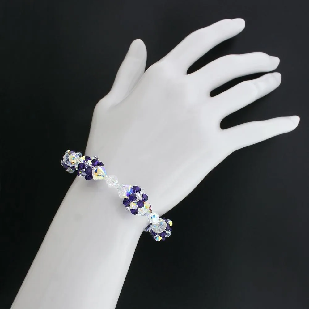 Purple & Iridescent Cluster Bracelet