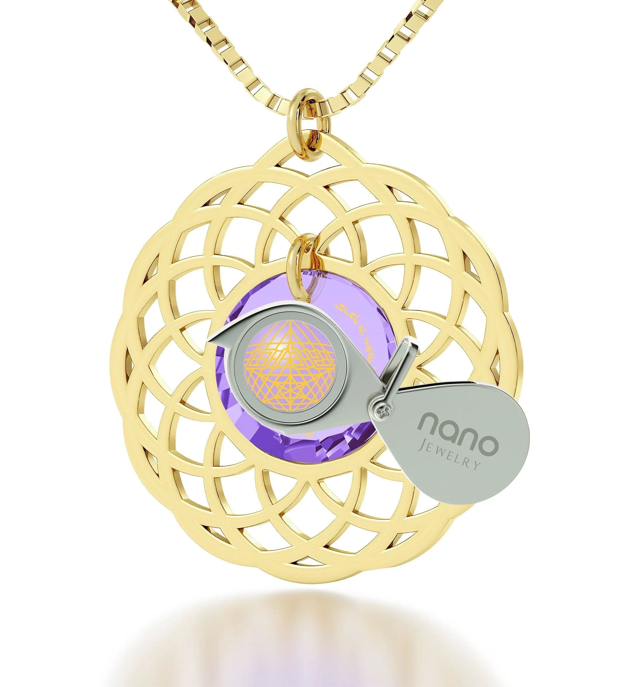 "Priestly Blessing", Sterling Silver Gold Plated (Vermeil) Necklace, Zirconia