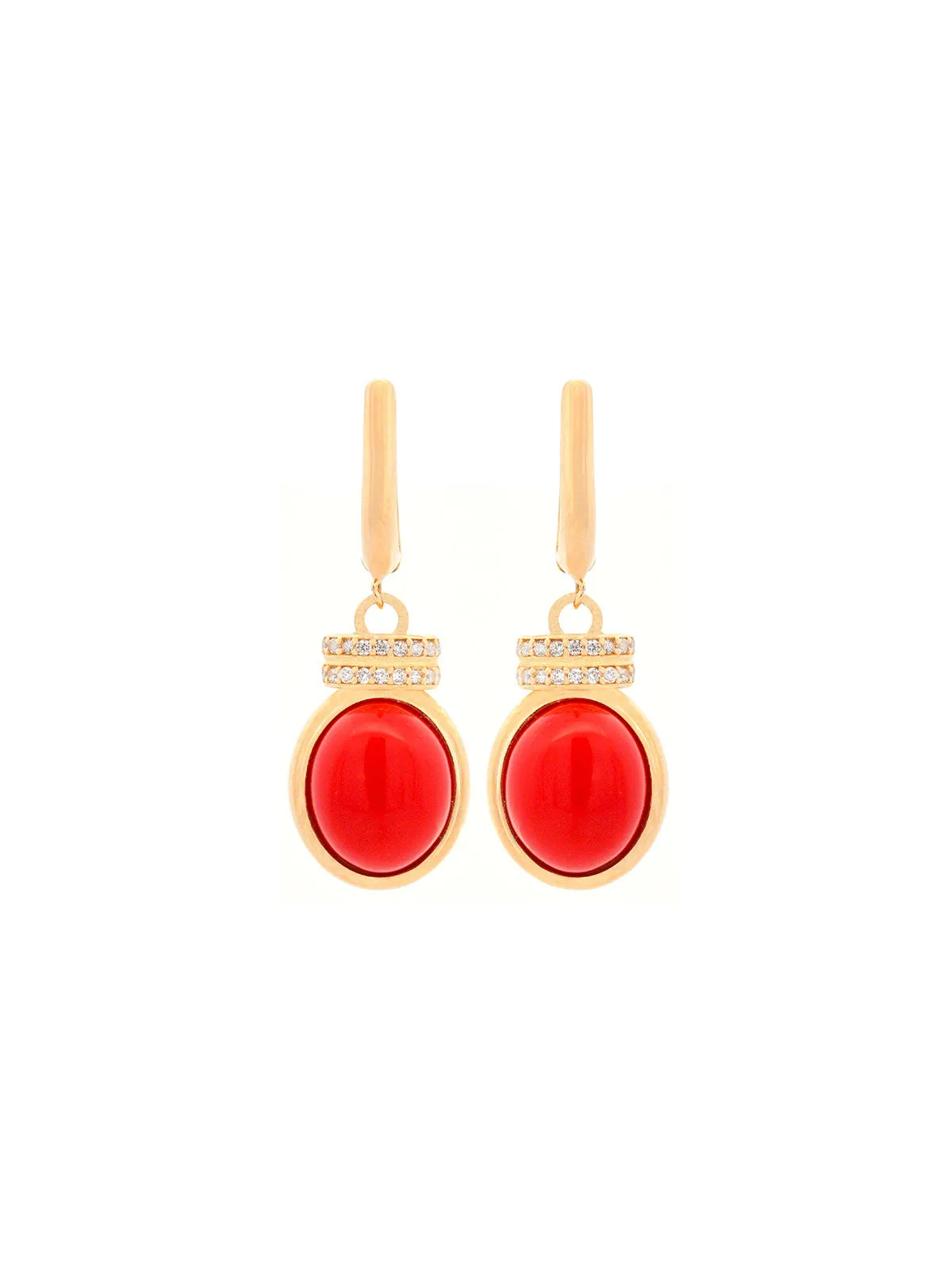 Red Coral 14K Gold Dangle Drop Earrings