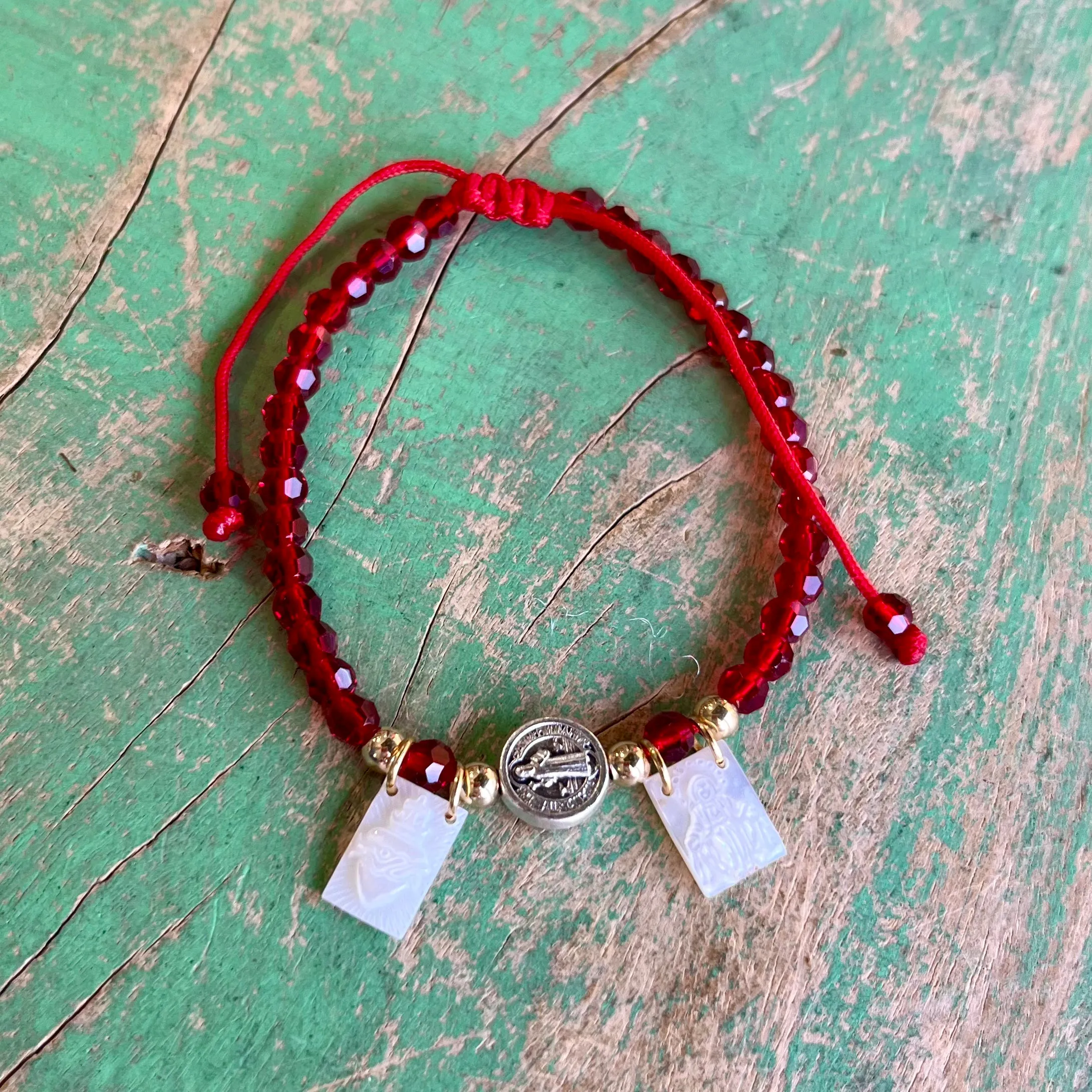 Red St Benedict Scapular Bracelet