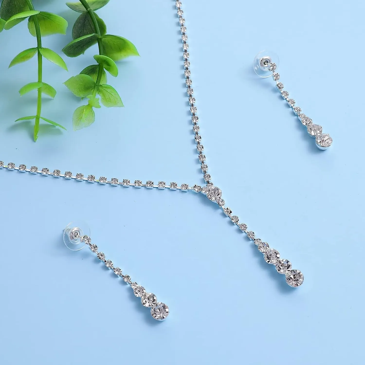 Rhinestone Necklace, Bracelet and Dangle Earring Set