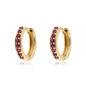 Riya, Ruby Huggies, 14K Yellow Gold