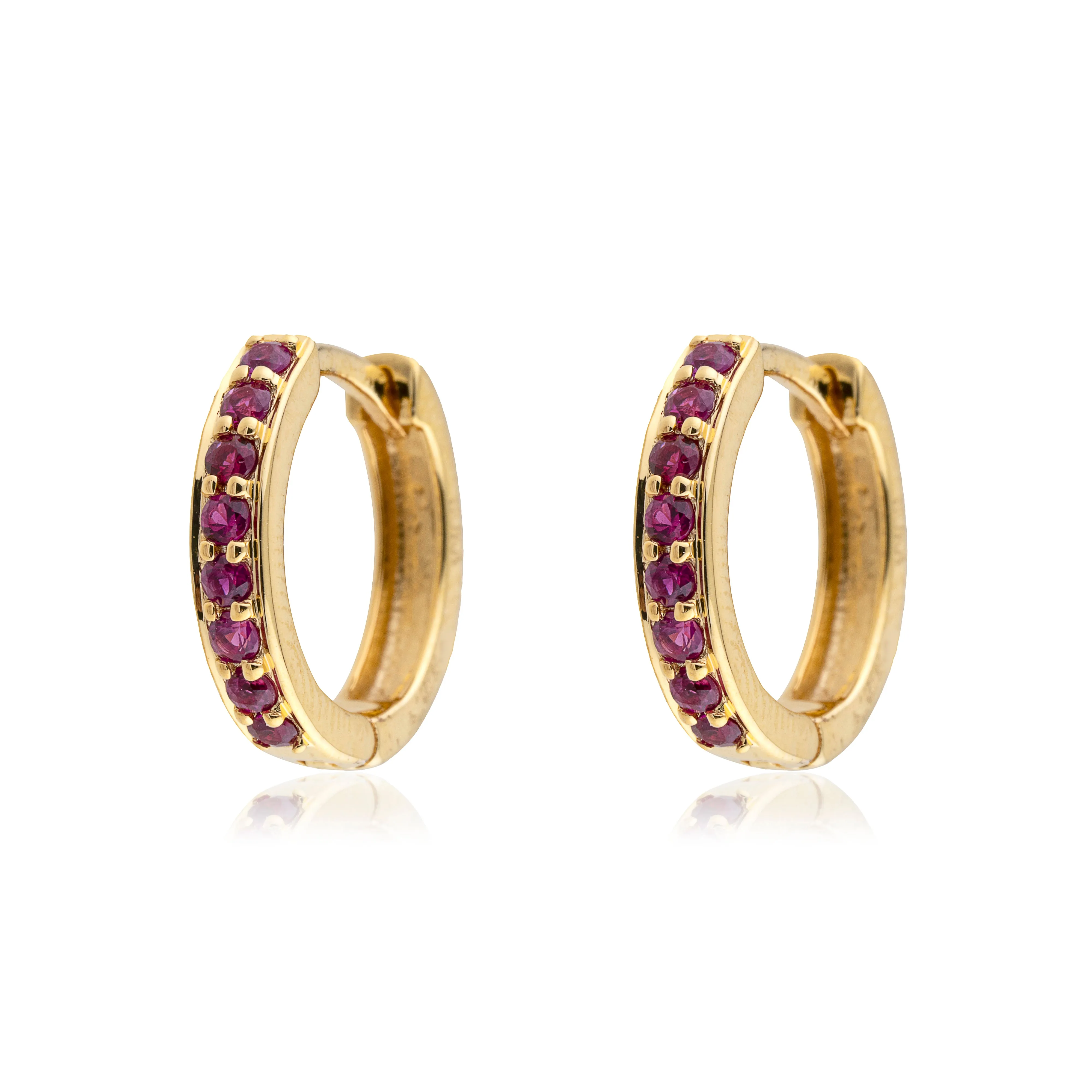 Riya, Ruby Huggies, 14K Yellow Gold
