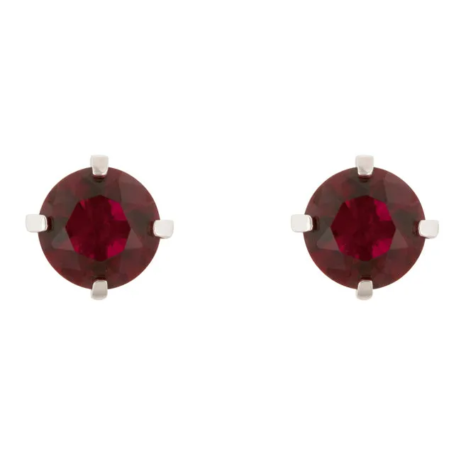 Rolina Ruby Round CZ Stud Earrings