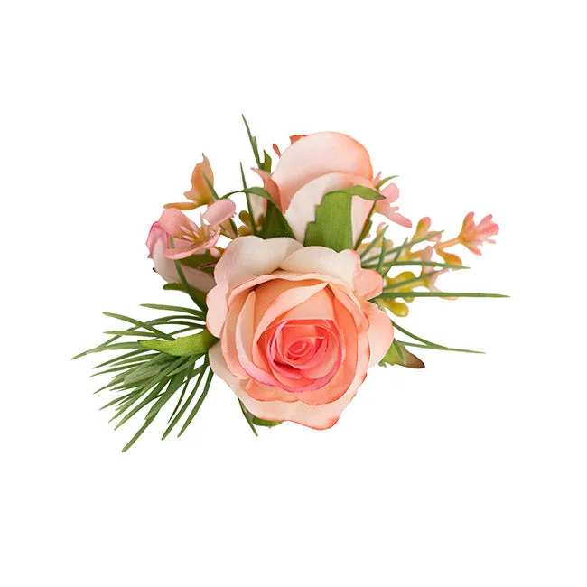 Rose Corsage with Pearl Wrist Bracelet - Pink