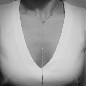 Rosy Bar Pendant Y Lariat Necklace 18 inch