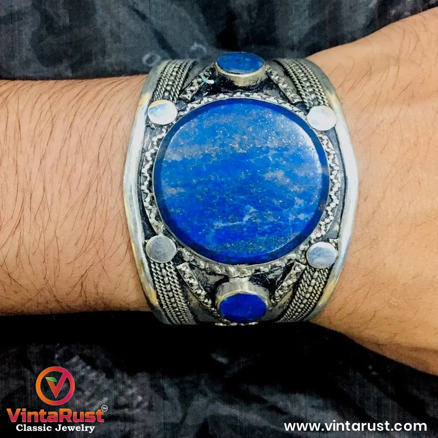 Round Shaped Stones Boho Tribal Cuff Bracelet