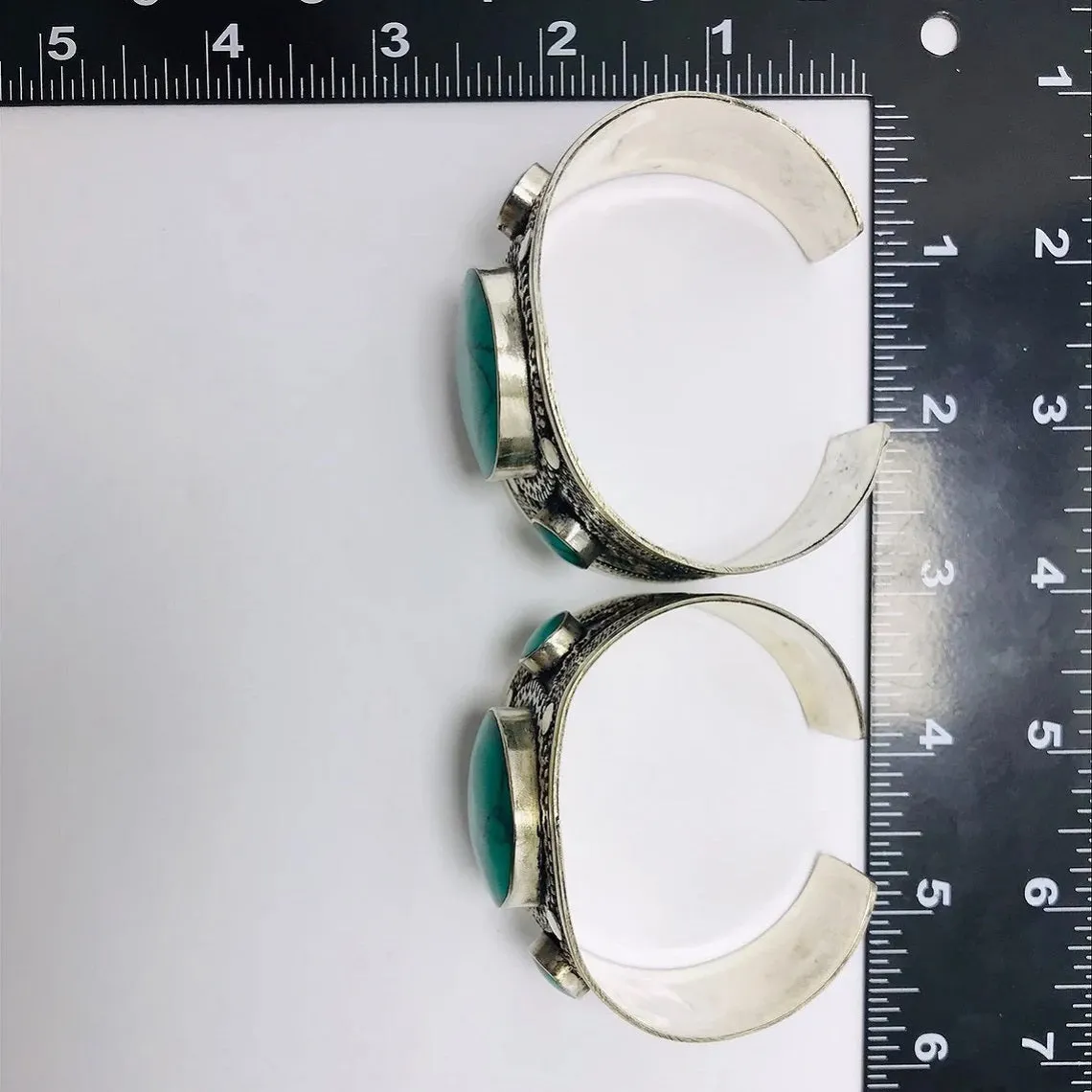 Round Shaped Stones Boho Tribal Cuff Bracelet