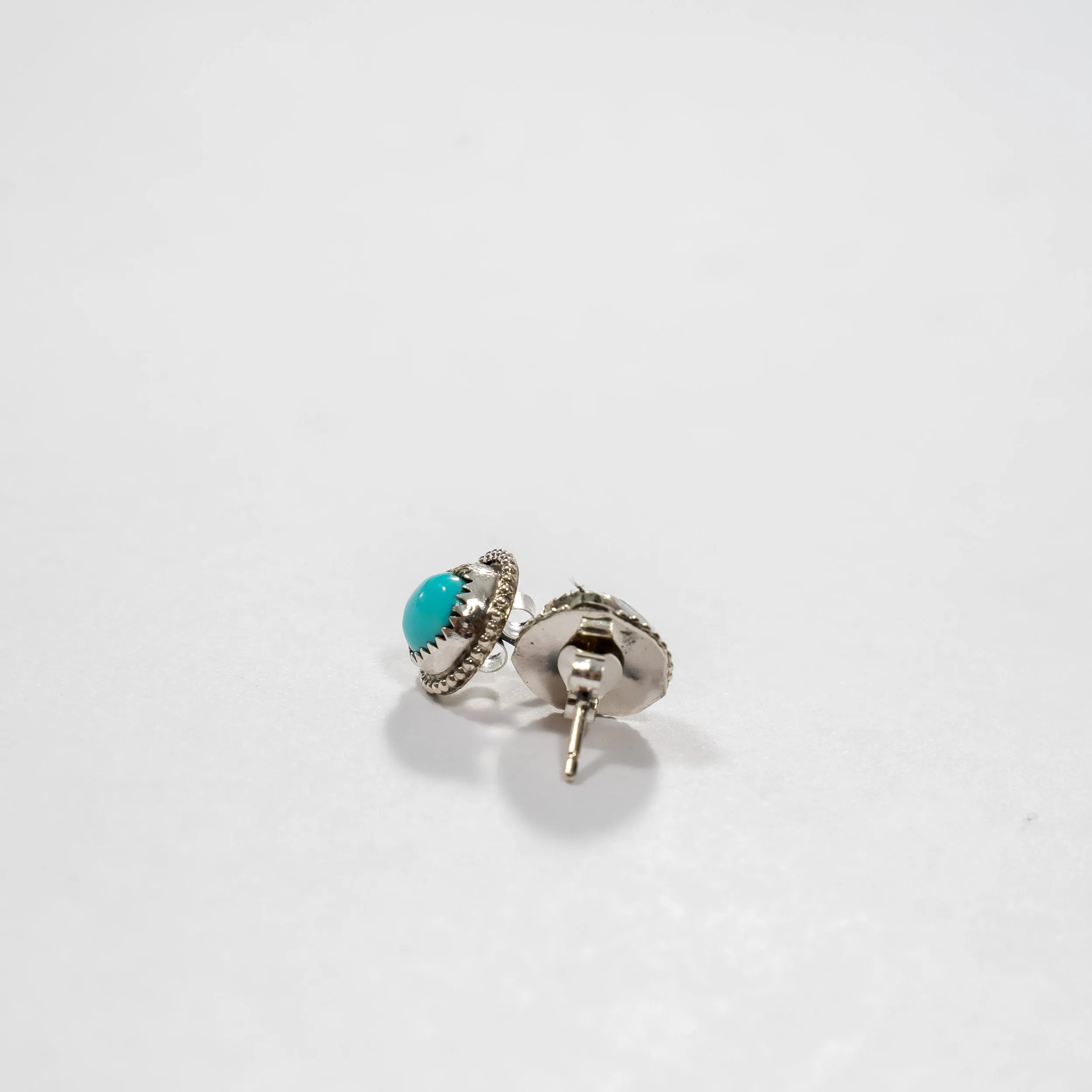 Round Turquoise Stone Stud Earrings