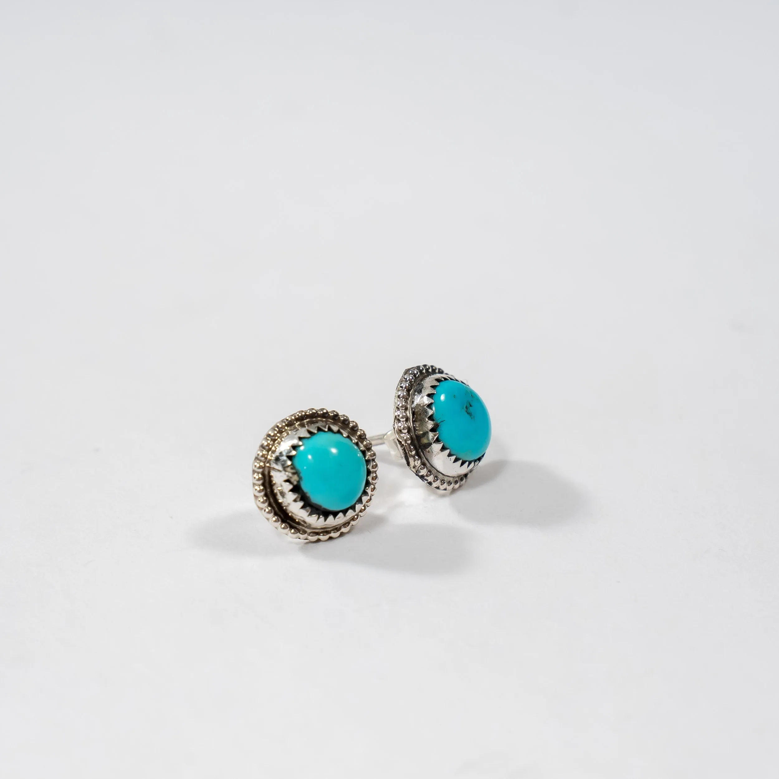 Round Turquoise Stone Stud Earrings