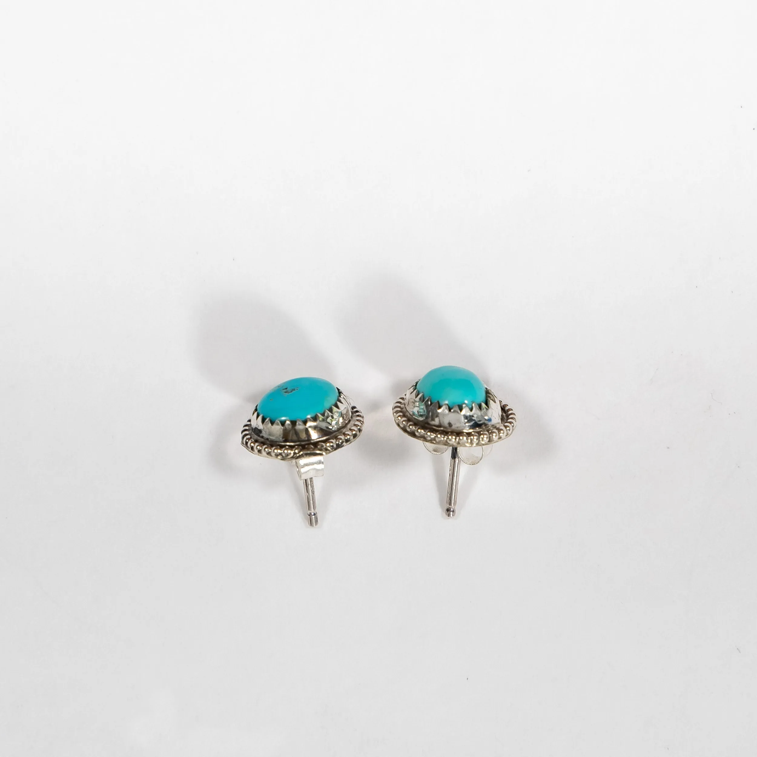 Round Turquoise Stone Stud Earrings