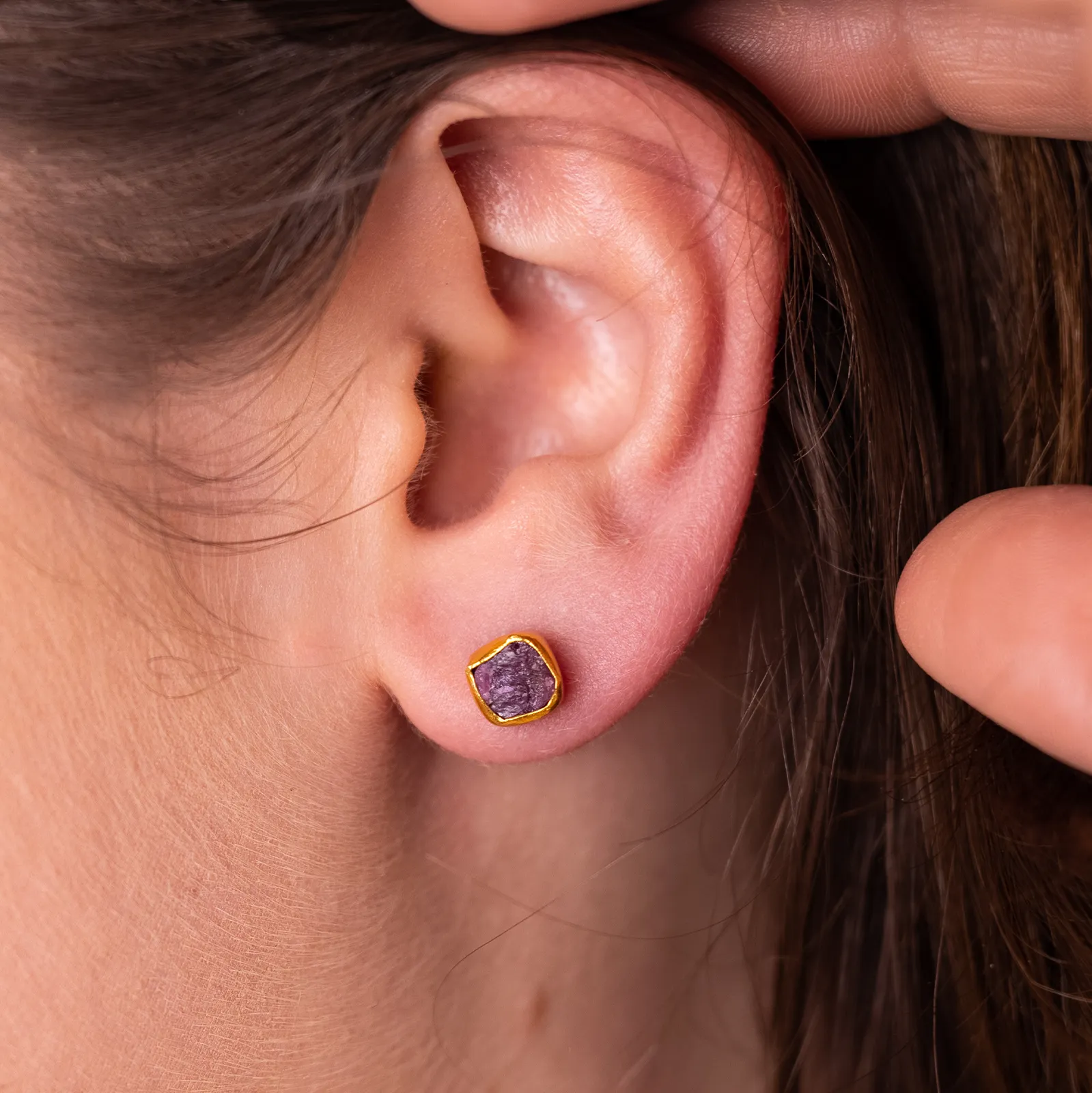 Ruby Raw Crystal Luxe Earrings