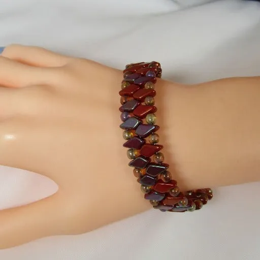 Rust Crystal Beaded  Bracelet