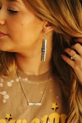 Silver Nocona Turquoise Bar Earrings
