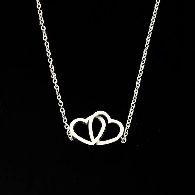 Simple Double Hollow Heart Stainless Steel Bracelet Wholesale Jewelry