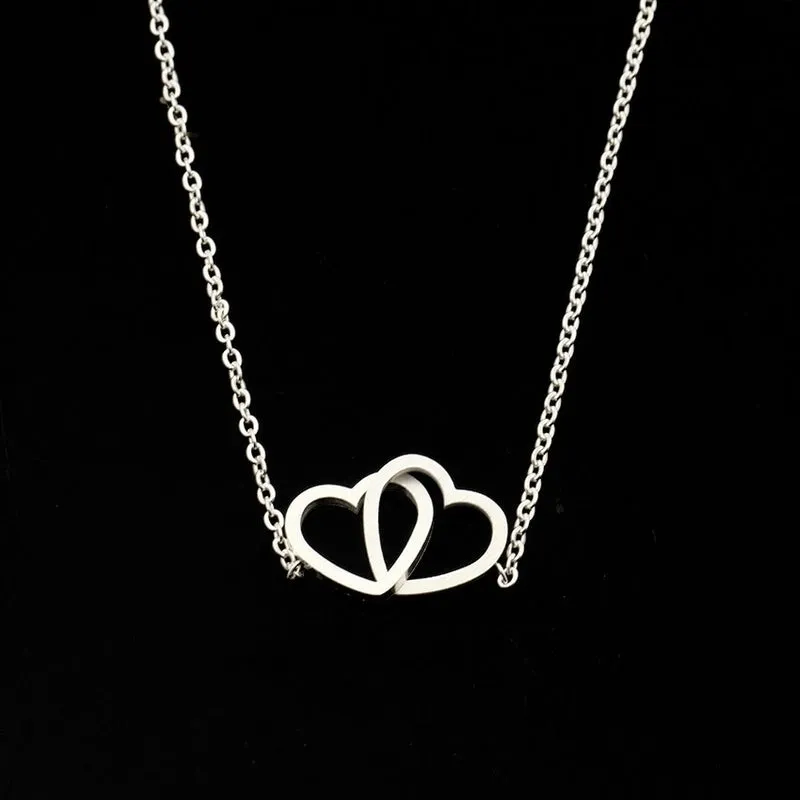 Simple Double Hollow Heart Stainless Steel Bracelet Wholesale Jewelry