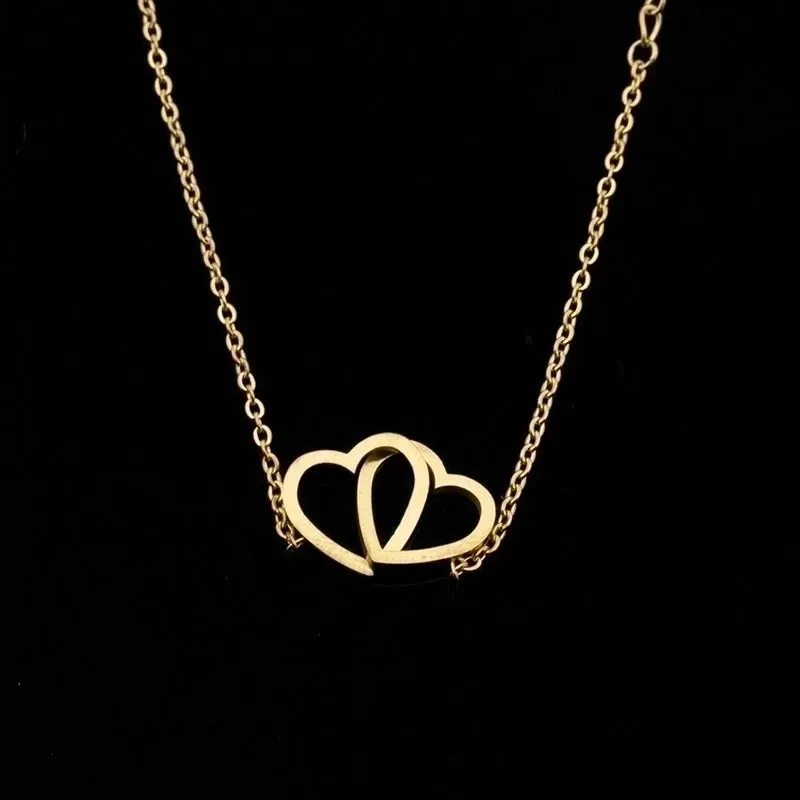 Simple Double Hollow Heart Stainless Steel Bracelet Wholesale Jewelry