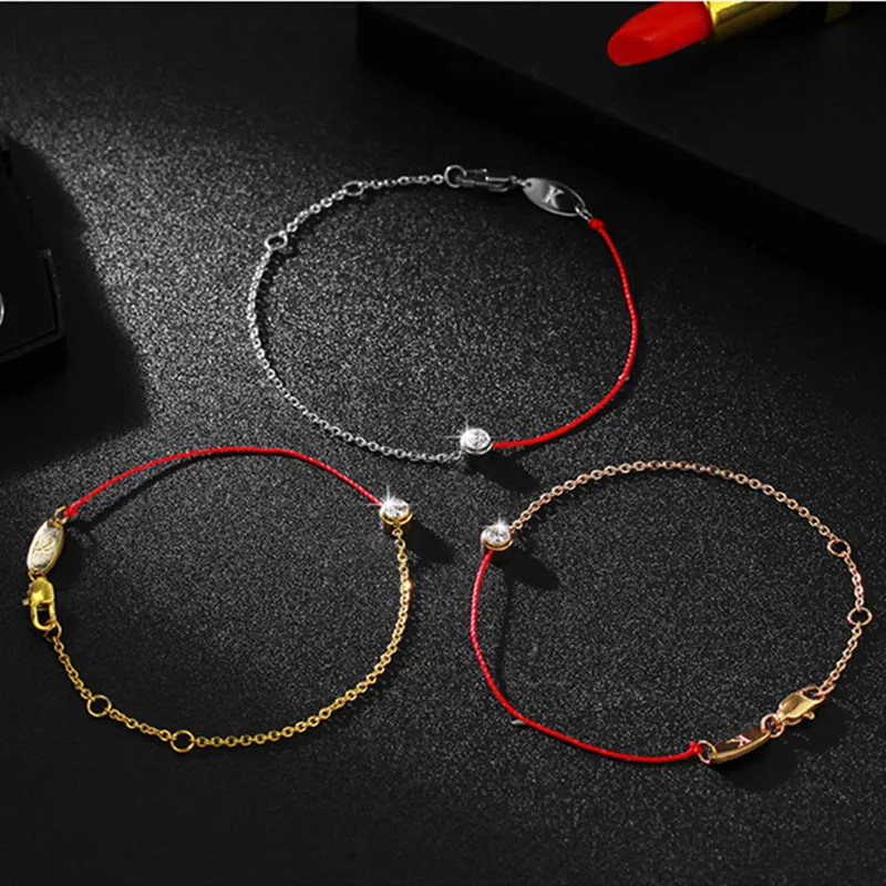 Single diamond red string bracelet