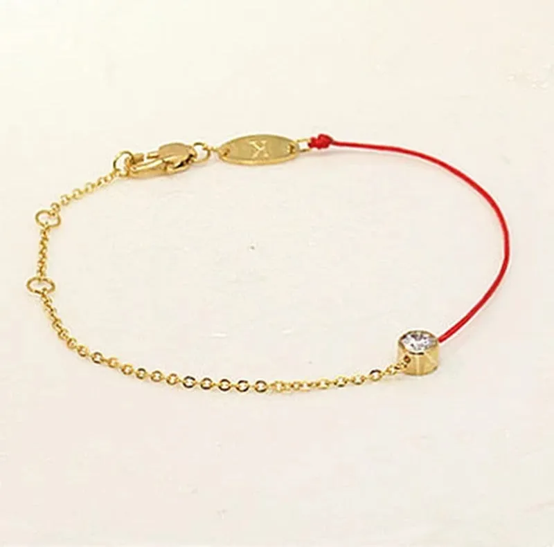 Single diamond red string bracelet