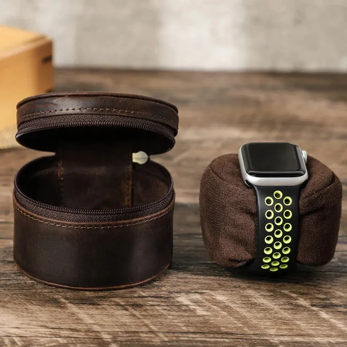 Single Genuine Leather Luxury Portable Watch Travel Roll