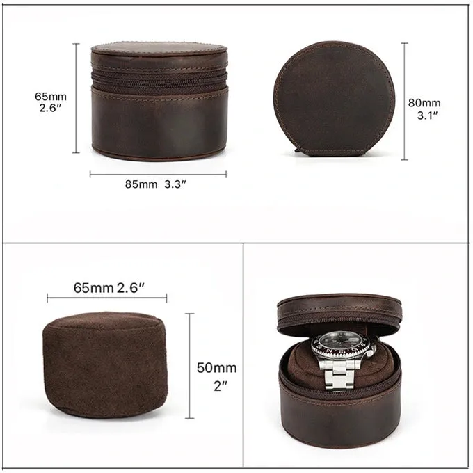 Single Genuine Leather Luxury Portable Watch Travel Roll