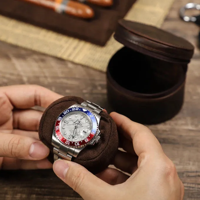 Single Genuine Leather Luxury Portable Watch Travel Roll