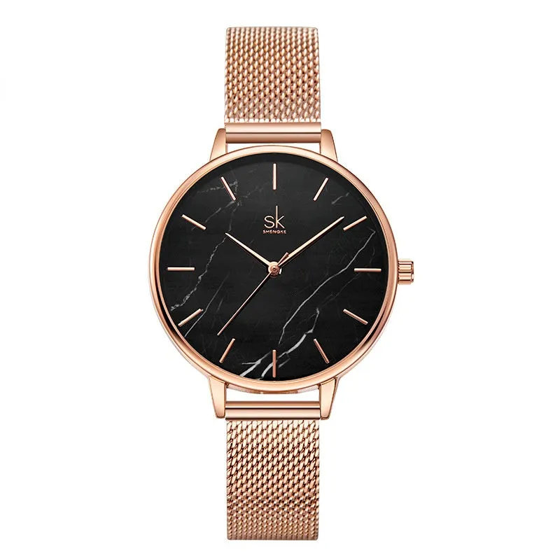 SK Women's Watch Fashionable Simple Business Milan Mesh Strap Watch Women's Waterproof Quartz Women's Watch Watch 0137
