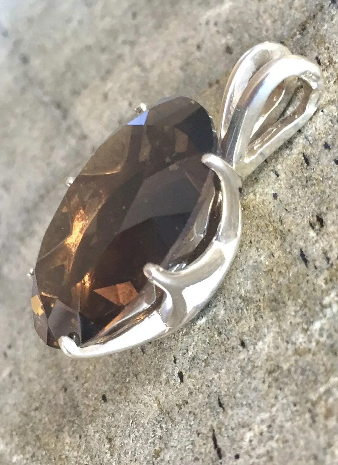 Smoky Topaz Pendant - Large Smoky Topaz Necklace - Natural Smoky Topaz Pendant